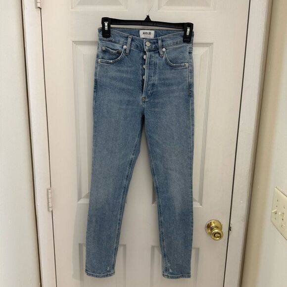 AGOLDE Women’s Nico Slim Jeans Size 23 Light Wash Skinny Button Fly - Picture 1 of 6